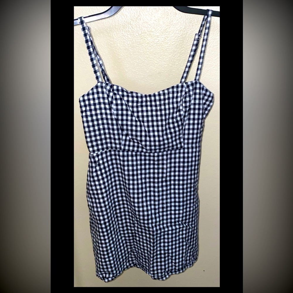 NWOT 100% Cotton Black & White Checkered Sleeveless Mini Dress size S